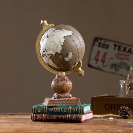 Antique Style Globe - Vintage World Map Decoration for Study & Retail Display